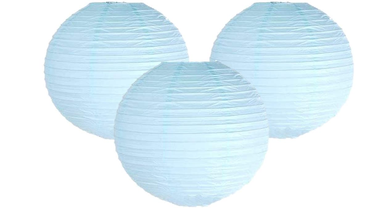 Pack of 3 Paper Lantern Lampshade Party Birthday Baby Shower Wedding Celebration Decoration 4"(10cm) -16"(40cm) (Light Blue, 4" (10cm))
