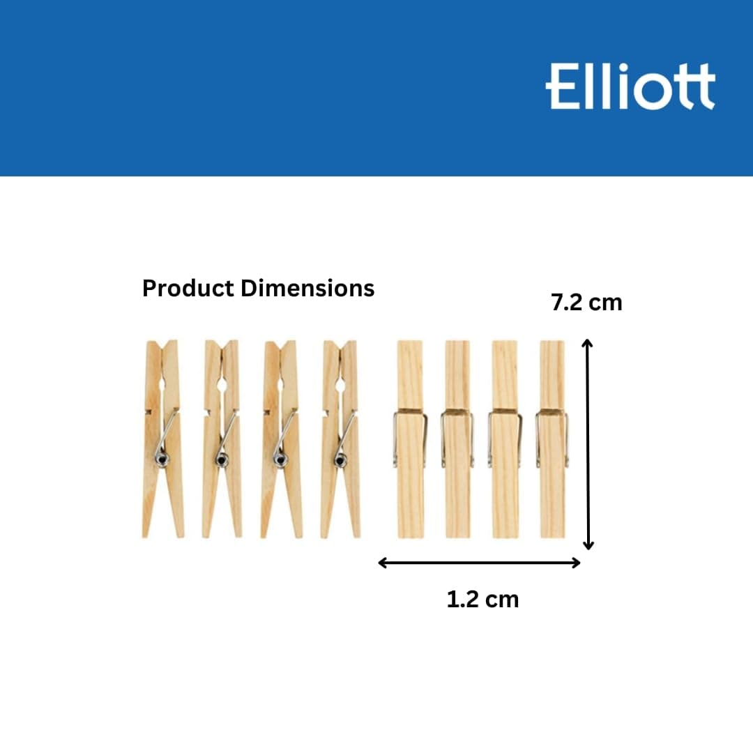 Elliott Hardwood Clothes Pegs with Metal Coil Spring for Firm Grip, Contoured to Prevent Leaving Marks on Clothing, This Pack Include 36 Pegs Ideal for Outdoor and Indoor Use — view 5