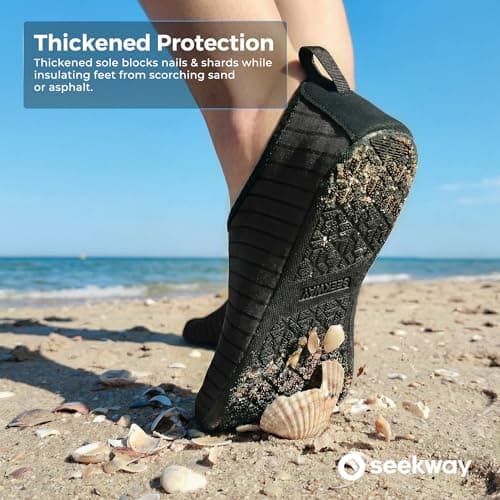 SEEKWAY Water Shoes Women Men Adult Quick-Dry Aqua Socks Barefoot Non Slip for Beach Swim River Pool Lake surf Black SK002(U) — view 2