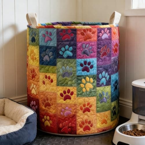 Quilted Laundry Hamper Foldable Storage Basket with Soft Padding and Floral Detail for Bedroom Bathroom Storage Collapsing Laundry Bag — view 5