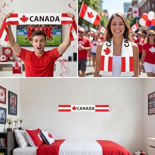 Canada Soccer Jersey Accessory - National Football Supporter Scarf, Premium Sports Gear for Tournament & Patriotic Day Event Souvenir — view 2
