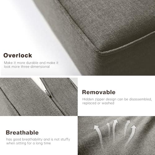 Belord Luxury 6" Thick Outdoor Cushion 4 Set - 24 x24 Inch 28D Sponge Filling Fade-Resistant Chair Cushion, Spill Proof Removable Patio Furniture Replacement Cushion for Sofa Bench - Grey — view 5