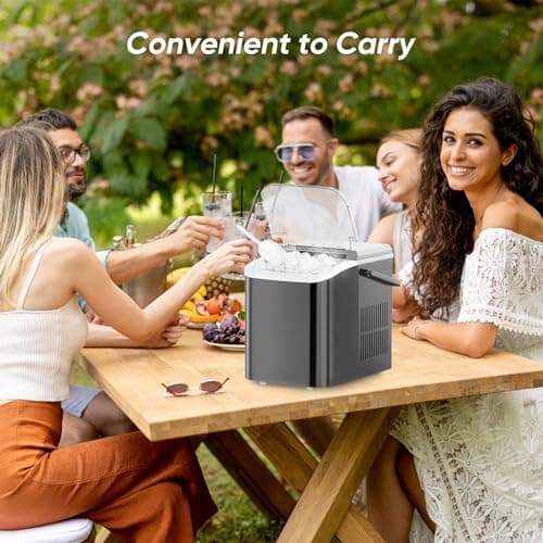 DUMOS Countertop Ice Maker with Handle, 26lbs/24H Portable Ice Machine — view 3