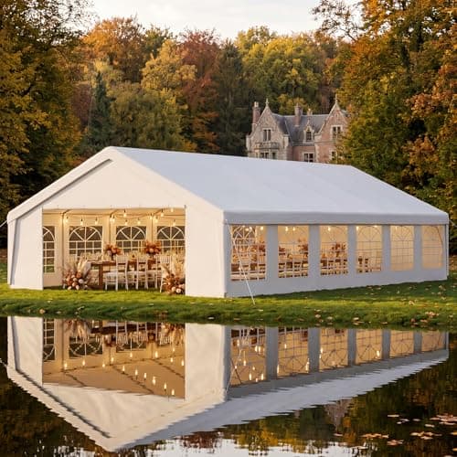 Aoxun 20x40 Party Tent Canopy for Weddings Waterproof Event Tent with Removable Sidewalls &Roll-up Door, Heavy-Duty Steel Frame for Outdoor Weddings, BBQ, Birthday Parties, & Camping,White — view 2