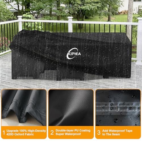 Kipiea Patio Furniture Covers Waterproof Winter, 420D Outdoor Furniture Set Covers, Heavy-Duty Patio Table Covers, No Tears Anti UV No Fading (98" L x 98" W x 28" H) — view 2