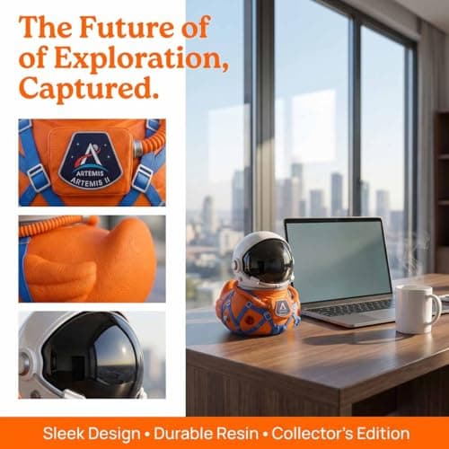 Mission Moon Launch Commemorative Astronaut Duck, Astronaut Duck Sculpture Figurines, White & Silver Spaceman Sculpture Figurines for Space Loves Office and Room Decor (1pcs) — view 5