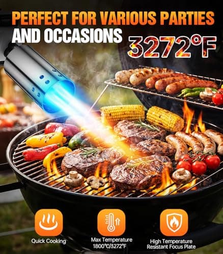 Powerful Propane Torch Gun, Flame Thrower Kitchen Torch Cooking with Adjustable Flame, Torche Propane Gun Butane Torch for Searing Steak, BBQ, Campfire, Fireplace (Tank Not Included)(Orange) — view 2