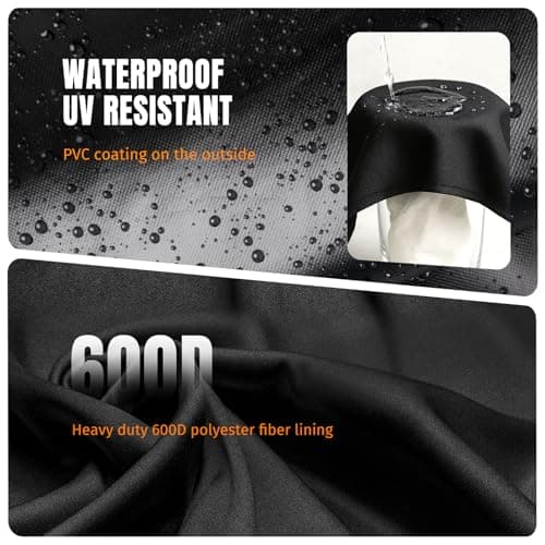 SHINESTAR Fire Pit Cover Square 32" x 32" x 24" - 600D Heavy Duty Waterproof & Windproof Outdoor Firepit Table Cover with Double Drawstrings for 28-32 Inch Square Fire Pits - Black — view 3