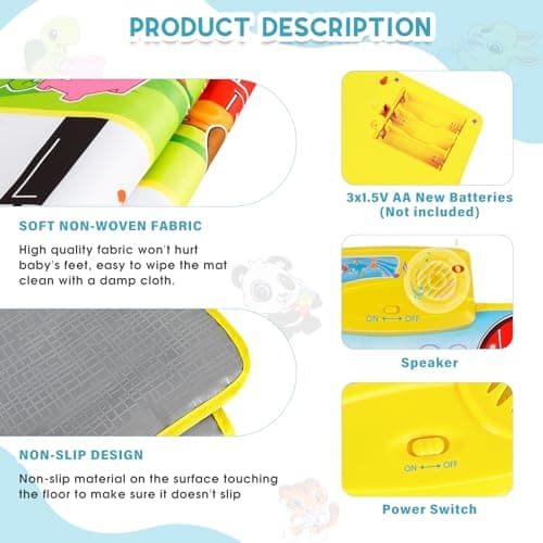 M SANMERSEN Piano Mat, 39.5 inch X 14 inch Musical Mat 8 Instrument Sounds Piano Mat for Toddlers Touch Play Dancing Mat Toy for 1 2 3 Year Old Girls Boys Gifts — view 2