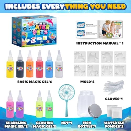 Magic Water Elf Toy Craft Kits for Kids, DIY Your Own Aqua Fairy Water Pets & Squishy Maker Toys with 10 Magic Gels and 8 Molds, Art Supplies Arts and Crafts for Kids Boys and Girls Ages 4-8 6-8 — view 6