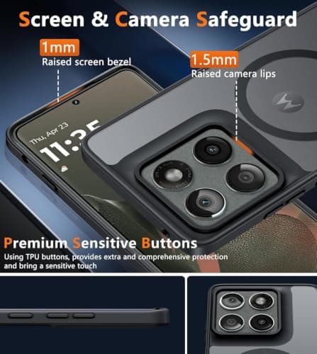 FATUOQIA for Motorola Moto Edge 2025 Case,Magnetic Moto Edge 2025 Phone Case [Compatible with MagSafe], Translucent Matte Shockproof Cover for Motorola Edge 2025 5G-Black — view 3
