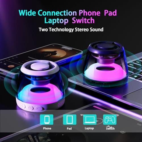 aipidmaga Magnetic Bluetooth Speaker,Wireless Induction Bluetooth Speaker,Mini Portable Cell Phone Stand for iPhone,Lanyard & RGB Night Light,or Home,Outdoors,Pool,Gift (White-1PCS) — view 3