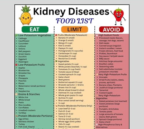 Kidney Disease Food List Poster for Stage 3 and 4 CKD with Kidney Diet Food List and Dietary Plan Chart(Unframed 8x12inch(20x30cm))