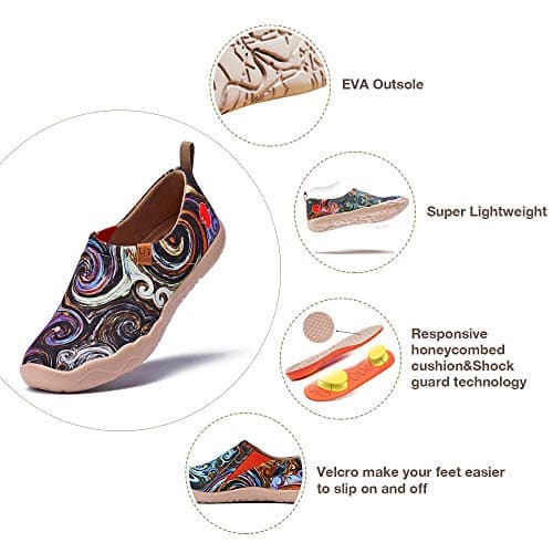 UIN Men's Walking Travel Shoes Slip On Canvas Casual Loafers Lightweight Comfort Art Painted Fashion Sneaker Starry Night II (11) — view 4