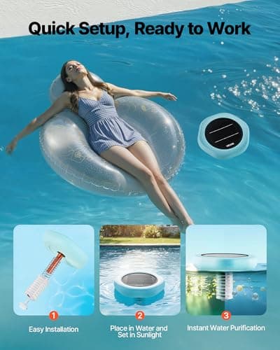 VEVOR Solar Pool Ionizer, Hexagon Copper Pool Ionizer Up to 45000 Gal, Floating Automatic Water Cleaner and Purifier, Chlorine Free Water, with Copper Anode, Spring, Brush and Filter for Pools & Spas — view 5