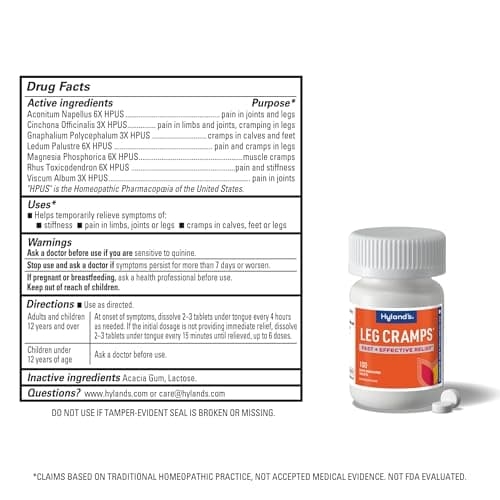 Hyland's Leg Cramps, Relief of Leg, Calf, Charley Horses, and Foot Cramps, 100 Quick-Dissolving Tablets — view 7