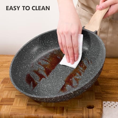 Roomena 8 inch Nonstick Frying Pan Skillet, Non Stick Granite Fry Pans, Omelette Pan, Egg Frying Pan with Heat-Resistant Handle, Requires Installation, PFOA Free Chef's Pan, Induction Compatible — view 4