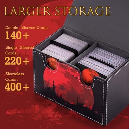 ULTRGEE Card Deck Box compatible with MTG - Holds 220+ Single Sleeved Cards, Trading Card Storage Box fits TCG/PTCG/YGO, Sport Cards Deck Case with 2 Dividers - Bloodmoon Drake — view 3
