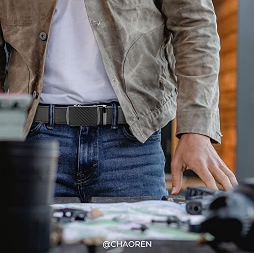 CHAOREN Mens Belt Leather Ratchet Belt - Customizable Fit, Effortless Style (35mm) — view 2
