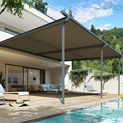 Patio 6' x 25' Sun Shade Fabric Roll 6/8/12 FT Shade Cloth for Patio, Outdoor Mesh Sail Sun Shades Canopy Replacement Pergola Cover for Backyard Deck Porch, Brown — view 5
