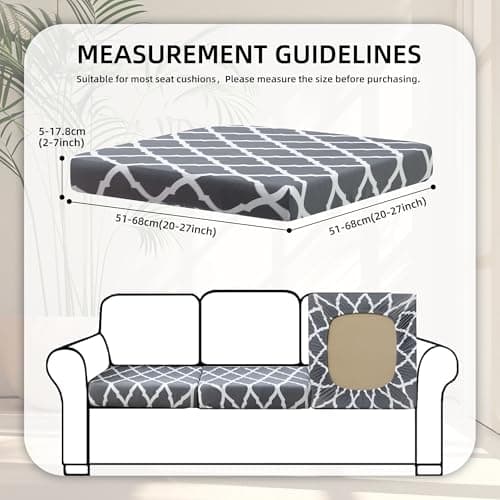 8Pcs Stretch Patio Cushion Covers,Outdoor Couch Covers Replacement,Outdoor Couch & Sofa Slipcovers,for Patio Furniture Cushion Covers,Washable Reusable Furniture Protector (BTC02-Gray,Cover Only)