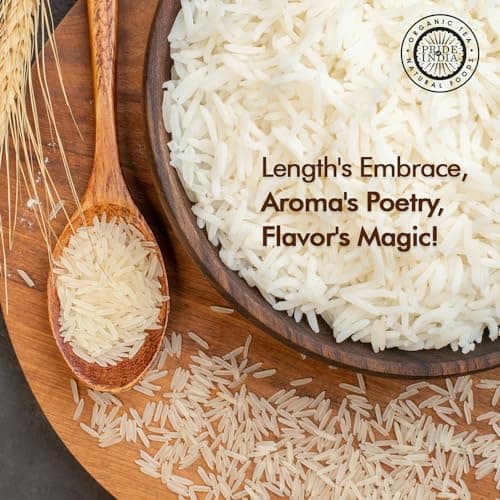 Pride Of India - Premium Indian White Basmati Rice - 3.3 lbs (53 oz) Jar - Unique & Nutty Flavored Extra Long, Non-Sticky & Slender Grain - Used to Make Biryanis, Pilaf, Pudding etc., — view 2