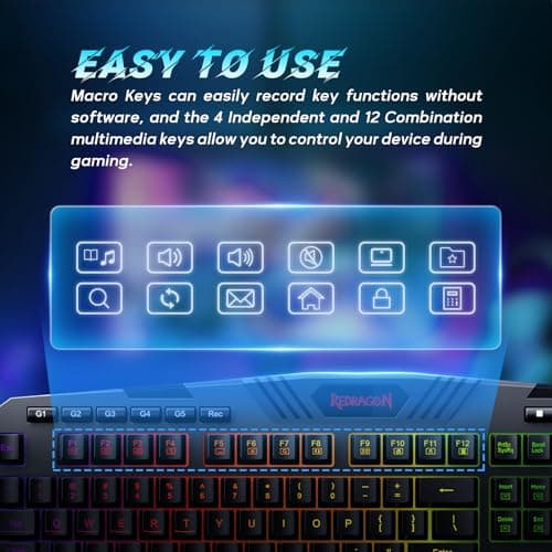 Redragon S101-3 PRO Gaming Keyboard and Mouse, RGB Backlit Programmable Keyboard Mouse with Software, Independent Macro Record Keys, Value Combo Set, New Update Version — view 6
