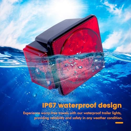 MAXXHAUL 70205 Trailer Light Kit - 12V All LED, Left and Right Waterproof Submersible for Trailers, Boat Trailer Truck Marine Camper RV Snowmobile, Red — view 2