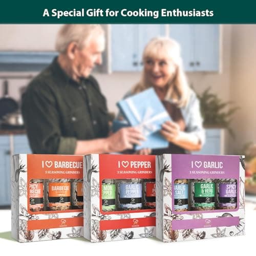 Soeos Spice Grinder Set of 9, Pure Fresh BBQ Seasoning for Grilling, Adjustable Pepper Mill with Refillable Glass Bottles — view 5