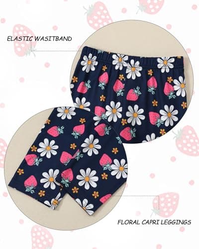 SOLOYEE Toddler Girl Clothes 3T 4T Girls Outfit, Short Sleeve Ruffle Top with Bowknot + Floral Print Capri Pants 2Pcs Spring Summer Clothing Set — view 4