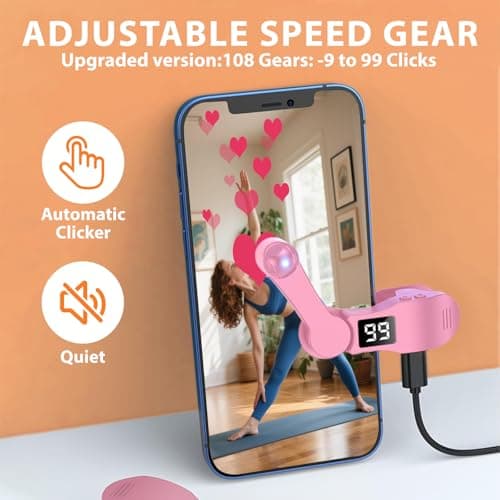 HalfofLife Auto Clicker for iPhone & TikTok Live - Auto Tap, Auto Screen Tapper for Smart Phone, Customizable Timing for Social Media, Broadcasts Likes, Lightning Deal, Reward Task (Pink) — view 2