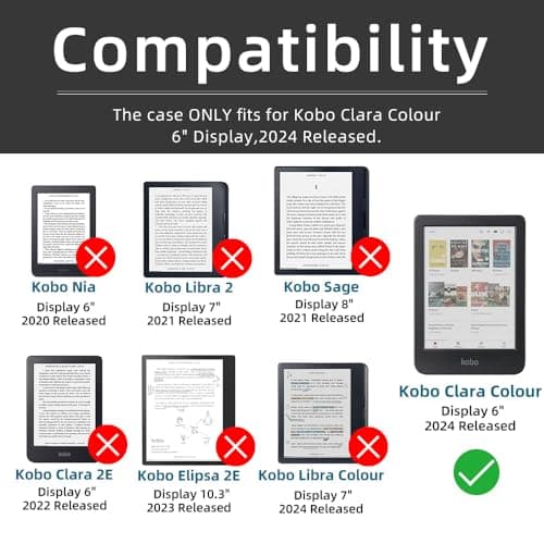 360 Degree Rotating Case for 6" Kobo Clara Colour 2024 Released, Detachable Magnetic Design Protective Adjustable Stand Cover Clear Back with Auto Sleep/Wake, Cat's Dreams