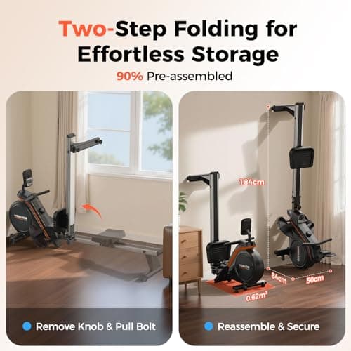 YOSUDA PRO Magnetic Rowing Machine for Home Use-Foldable Rower with 400lbs Weight Capacity and 16 Level Resistance — view 5