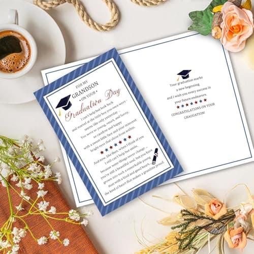 Graduation Card for Grandson from Grandma with Poem – Heartfelt Congratulations Card for Grandson, High School or College Graduate Gift – Includes Envelope — view 3