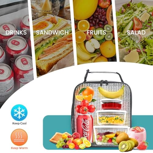 Lunch Bag for Men/Women, Reusable Lunchbox for Adult, Small Insulated Lunch box, Lunch Tote Bag for Office, Work, Picnic - Grey — view 5