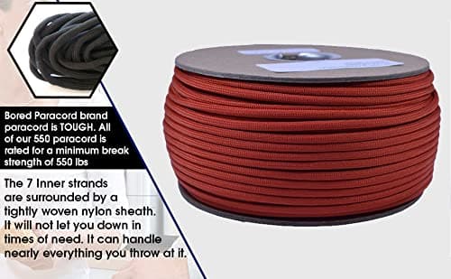 Bored Paracord - 1', 10', 25', 50', 100' Hanks & 250', 1000' Spools of Parachute 550 Cord Type III 7 Strand Paracord Well Over 300 Colors - Stars and Stripes - 100 Feet — view 3