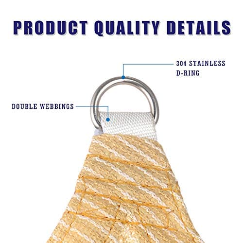 HOMA 11' x 15' Beige Rectangle Sun Shade Sail Canopy, 95% UV Blockage Awning Shelter Fabric Cloth Screen for Patio Outdoor Backyard - Heavy Duty Commercial Grade (Custom Size - Made in USA) — view 3
