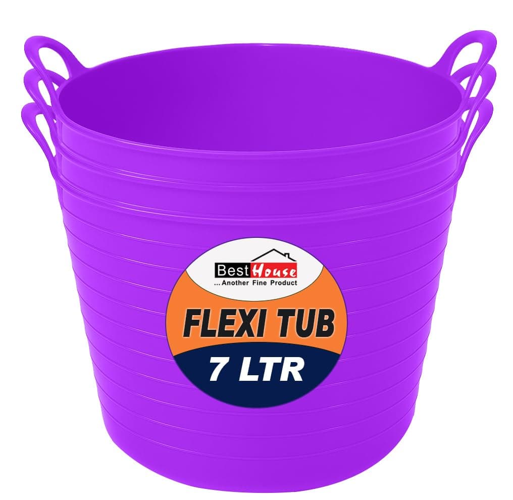 Best House | 3 Pcs of Flexi Tub with Handles | Small Size | Mini | 7 Litres | Yellow | Garden Tubs | Plastic Storage Container for Home, Washing, Garden Waste and DIY Projects — view 39