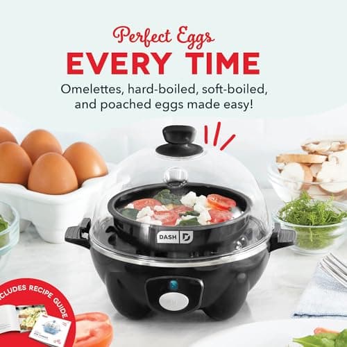 Dash Rapid Egg Cooker - Boiler, Poacher & Steamer - Includes Measuring & Recipe Guide - Dishwasher Safe - BPA Free - Holds 7 Eggs, Black — view 2