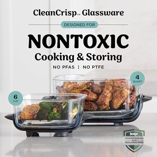 Ninja Crispi 4 in 1 Glass Air Fryer, 450°F, Non Toxic, 4QT and 6 Cup Containers with Lids, Dishwasher Safe, Cyberspace Gray, 1 Count, FN101GY — view 3