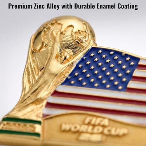 Official FIFA World Cup 2026 USA Flag & Trophy Pin – 1.5” Enamel Lapel Badge – Premium Zinc Alloy Souvenir – 2D Lacquer Emblem for Hats, Jerseys, Backpacks, Jackets, Lanyards & Displays — view 2