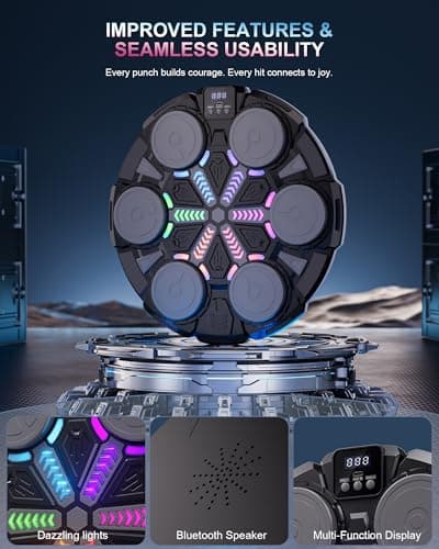 Music Boxing Machine for Kid & Adults, Music Punching Machine with Rhythm Light, Smart Training Equipment with Boxing Gloves, Sports Toy Gift (Navy Blue) — view 4