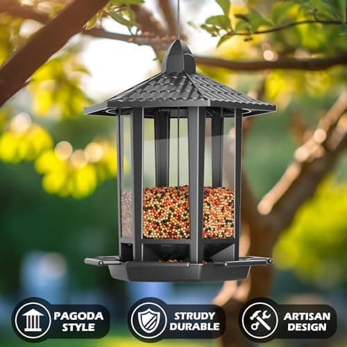 Birdream 2 Pack Bird Feeders for Outdoors, Retro Pagoda Design Fun Installation Bird Seed, Attracting Wild Birds Chickadees Goldfinches Cardinals Finches and Sparrows — view 5
