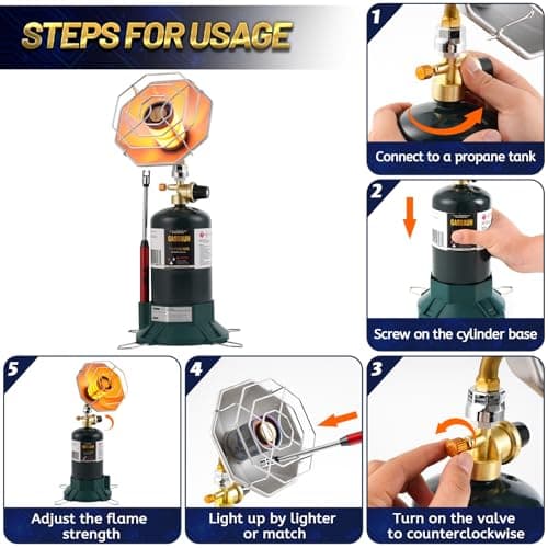 GasBRUH Portable Propane Heater with Windproof Lighter for Outdoor, Camping, Fishing, 6200BTU Outdoor Cordless Gas Heater for Camping,Hunting,Tents(TANK not Included) — view 3
