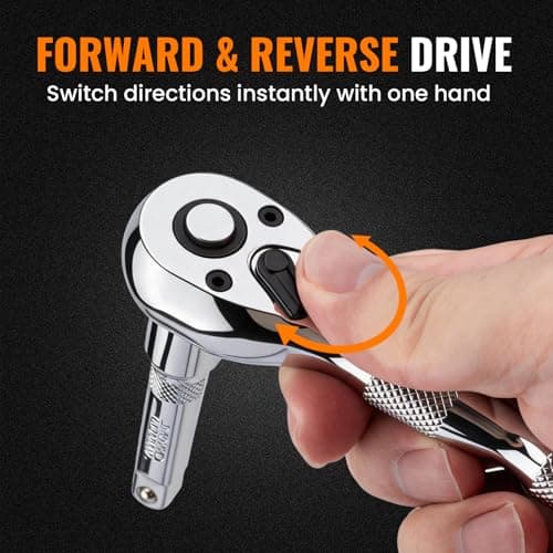 WRANIX Stubby 3/8" Drive Ratchet Wrench, 90T Mini Ratchet, Quick-Release Reversible with Cr-Mo Head and 3" Extension Bar for Tight Spaces — view 4