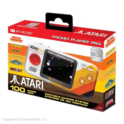 My Arcade Atari Pocket Player Pro: Portable Video Game Console with 100 Games, 2.75" Color Display, Ergonomic Design