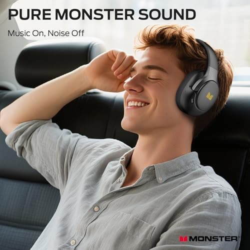 Monster Persona 5th ANC-Wireless Bluetooth Over-Ear Headphones with Microphone, 70H Playtime, Bluetooth 6.0, Comfortable and Foldable Design (Black)
