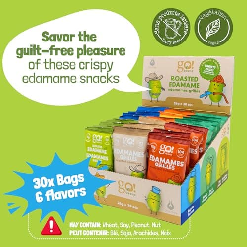 Jimmy Sevigny GoBeanz Crunchy Edamame, Variety Pack, 30 Bags x 26 gr, 11gr Protein per Serving. High Protein Healthy Snacks For Adults & Kids, Low calorie, Low Sugar, Savory Snacks. — view 2