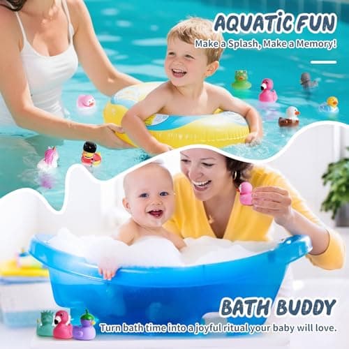 12 Rubber Ducks Bath Toys for Toddlers, Hole-Free Bathtub Toys & Baby Pool Toys, from 18 Months for Girls and Boys — view 4