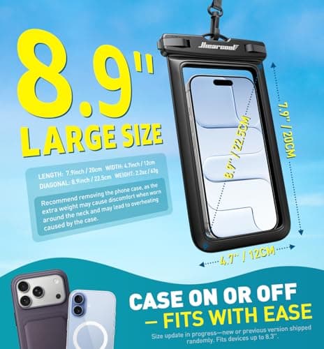 Hiearcool Waterproof Phone Pouch, IPX8 Waterproof Phone Case for iPhone 17/16/15/14 Pro Max, Cell Phone Dry Bag for Beach & Cruise Essentials, Touch Screen, Lanyard Included, 2 Pack (Fits Up to 8.9”) — view 2